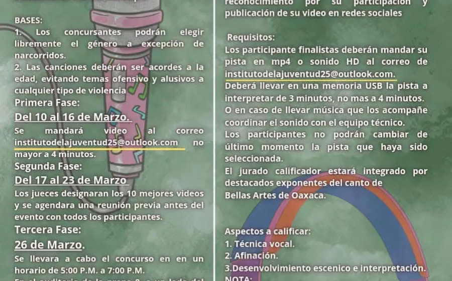 Concurso de Canto "Encanta Oaxaca", una oportunidad para jóvenes talentos de la capital