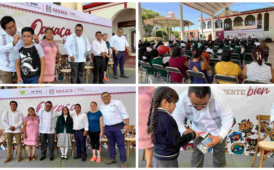Reciben estudiantes de Huayápam lentes graduados de la estrategia Oaxaca quiero verte bien