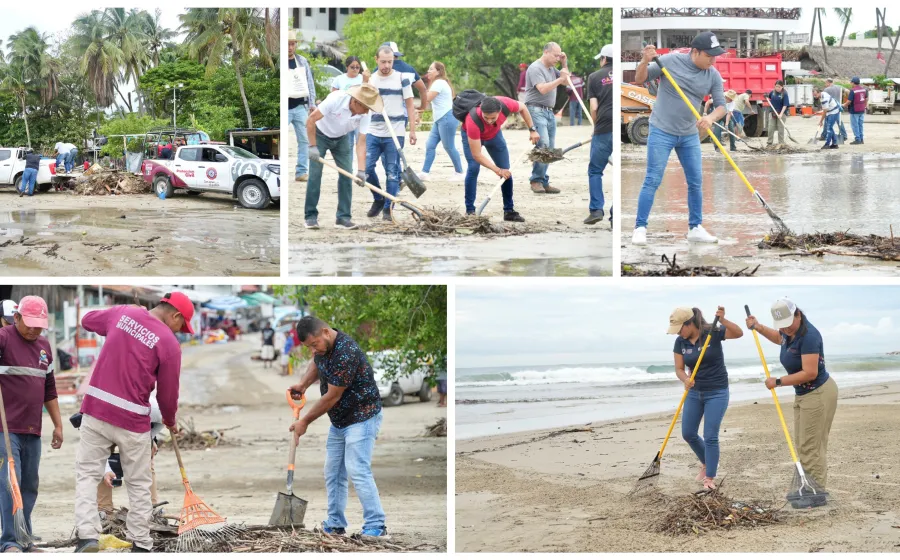 Inicia limpieza de playas afectadas por el huracán Erick: Sectur Oaxaca