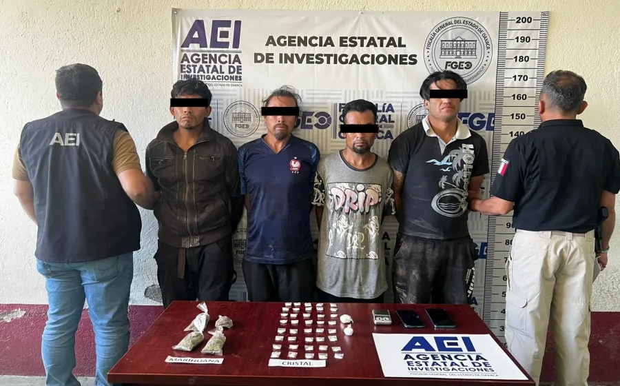 Fiscalía de Oaxaca detiene a cuatro personas por narcomenudeo en la Villa de Etla