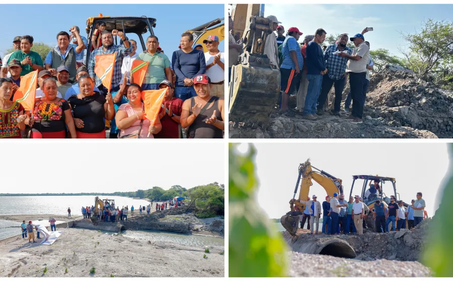 Miguel Quetu construye compuerta en Laguna Santa Cruz