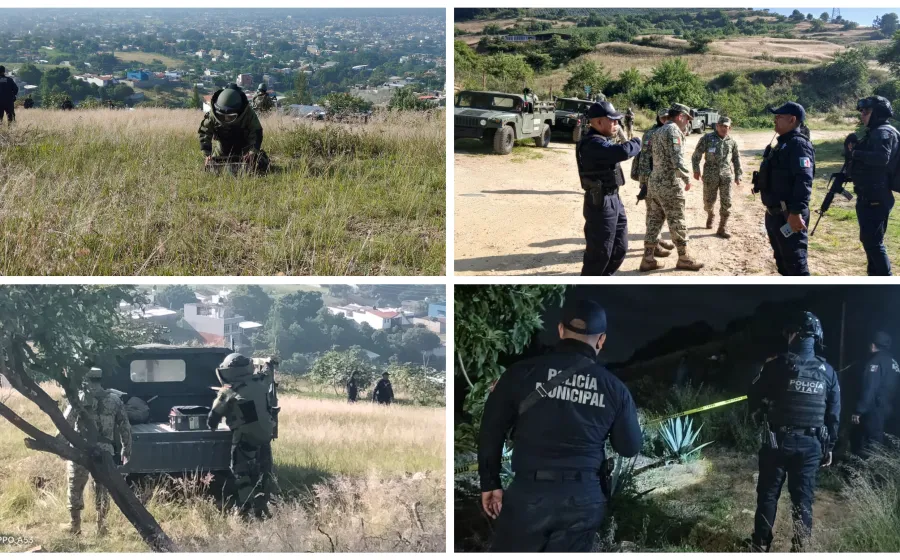 Policía Municipal y Defensa Nacional aseguran artefacto explosivo en la Agencia de Donají