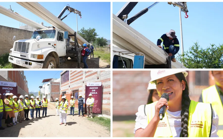 Inicia Nancy Benítez obras de energía eléctrica en Santa Cruz Xoxocotlán