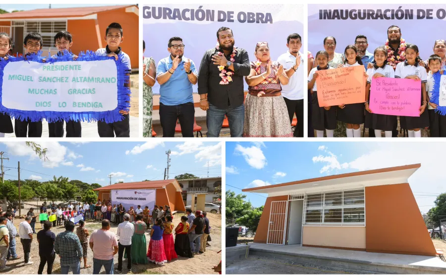 Miguel Quetu entrega aula, sanitarios y cisterna en primaria de Juchitán