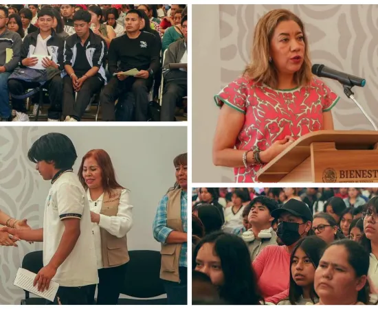 Entregan tarjetas bienestar a estudiantes Oaxaca