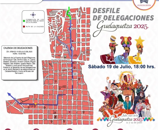 Habrá dispositivos durante Desfiles de Delegaciones de la Guelaguetza 2025