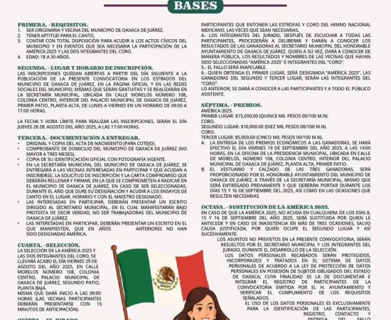 Continúa abierta la convocatoria para elegir a la América 2025 en Oaxaca de Juárez