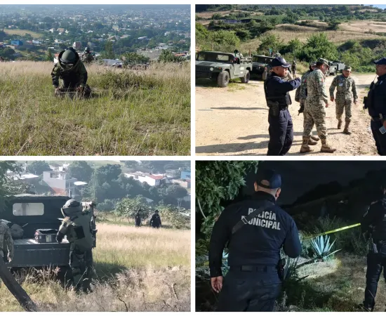 Policía Municipal y Defensa Nacional aseguran artefacto explosivo en la Agencia de Donají